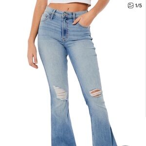 Hollister Light Blue Distressed Flare Jeans